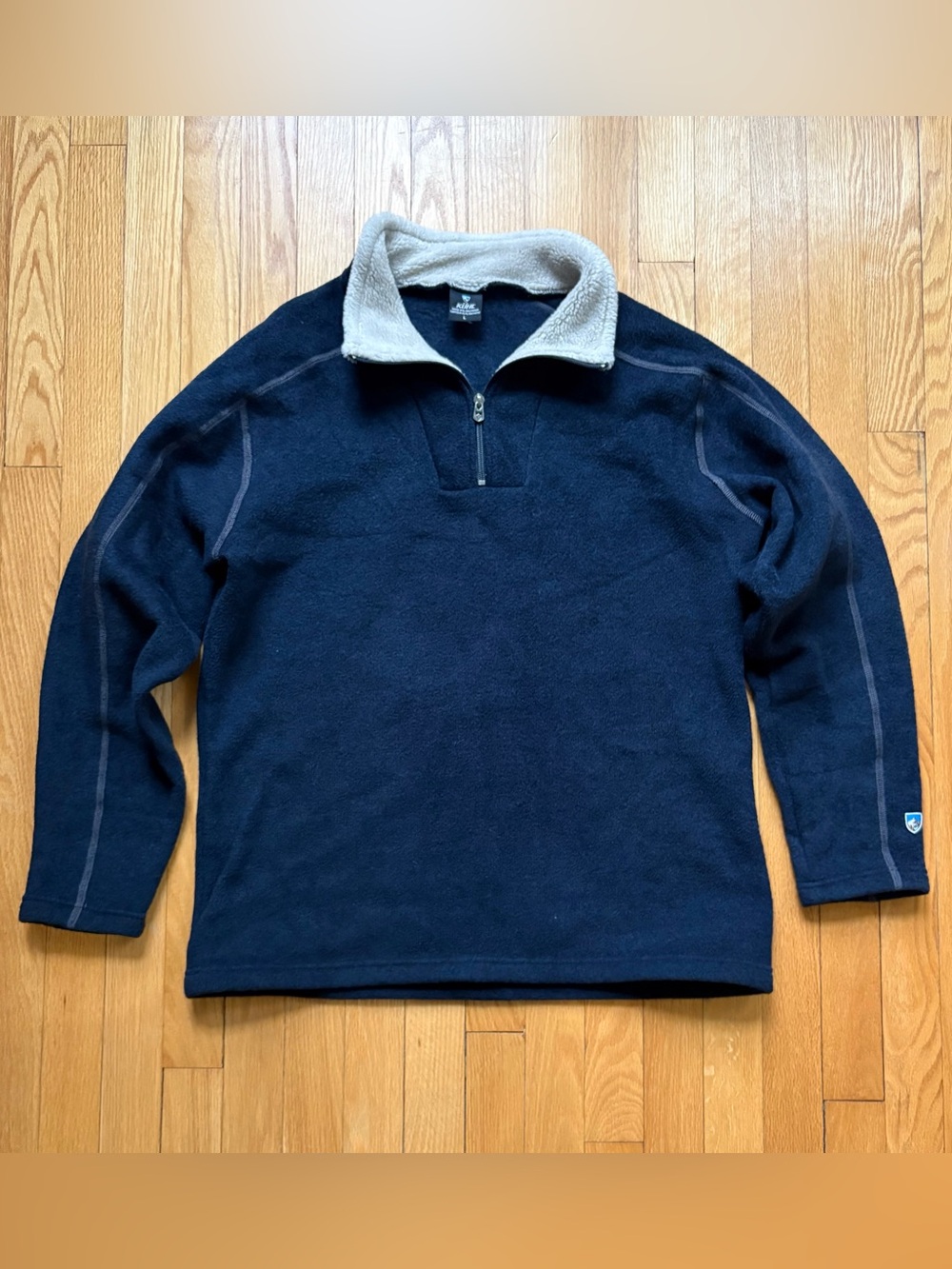 Kuhl Alfpaca Men’s 1/4 Zip Fleece Sweater Pullover Acrylic Polyester Large Blue